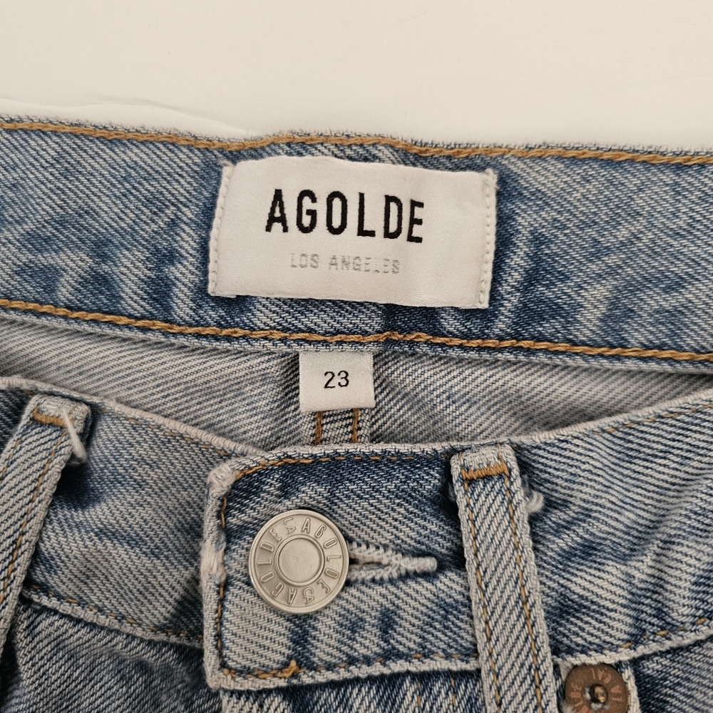 Agolde Light Blue Straight Leg Jeans - Picture 6 of 10